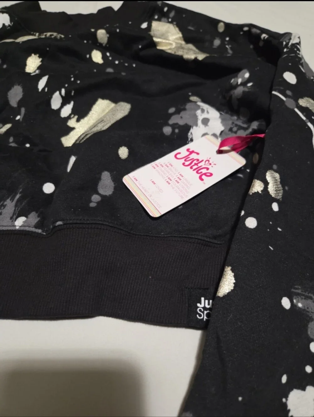 New justice girls large black splatter crop sweatshirt #18